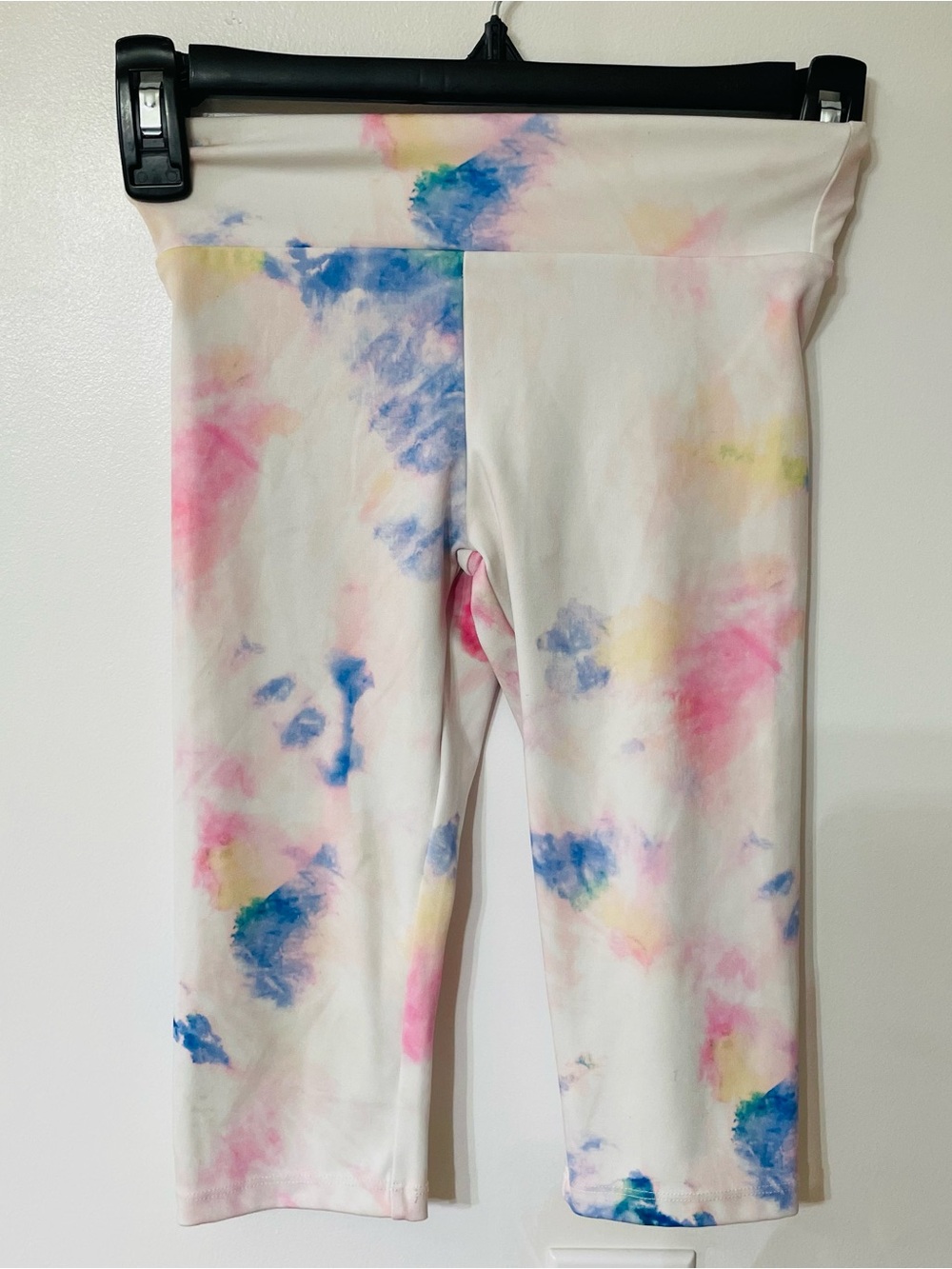 Zara Kids Tie-Dye Capri Leggings - White with Pink, Blue & Yellow